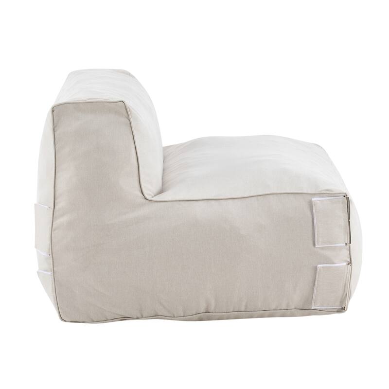 Christopher Knight Home - Nerissa 2-Piece Modular Outdoor/Indoor Bean Bag Sectional Sofa Set with Shredded Foam Filled & Ottoman