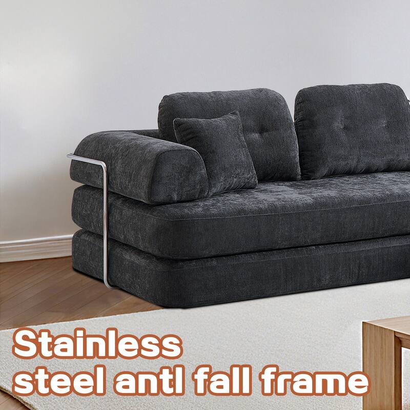 104" Boneless Sofa,Sectional Compressed Couch with Chaise, Deep Seat Modular Sectional Sofa