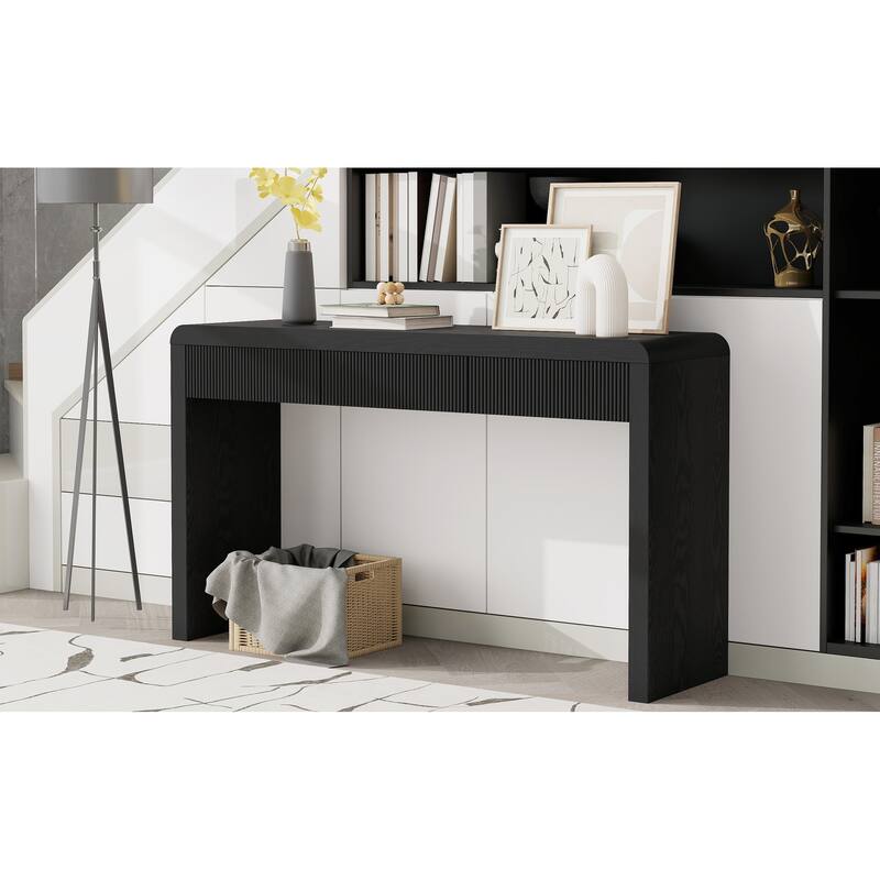 Rustic Console Table with 3 Fluted Drawers