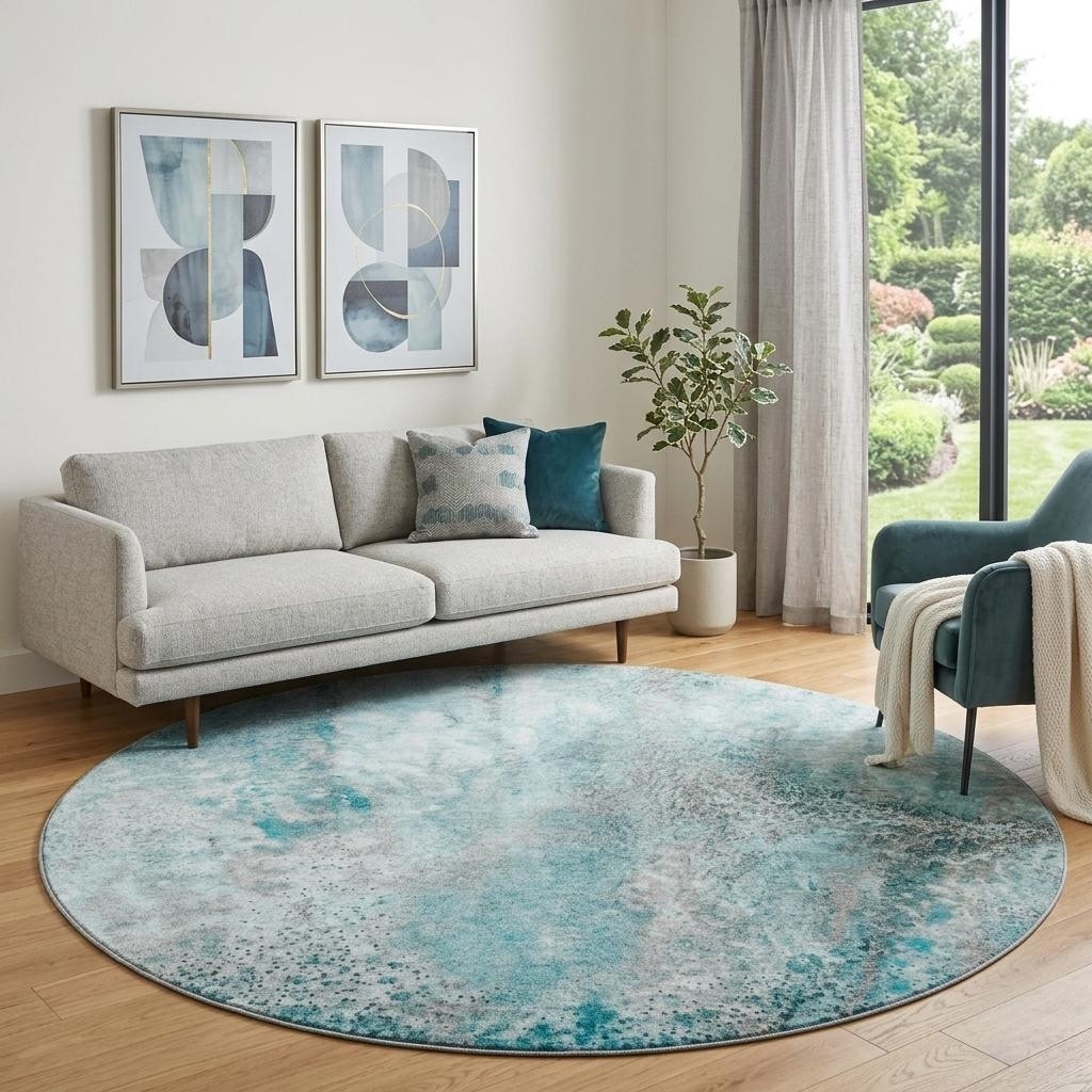 HomeRoots Abstract Contemporary Round Area Rug