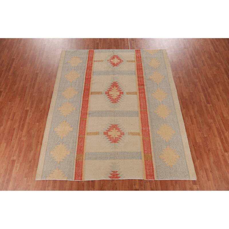 Hand Woven Oriental 100% Jute Carpet Southwestern Modern Beige & Ivories Kilim Area Rug - 10' 0'' X 8' 5''