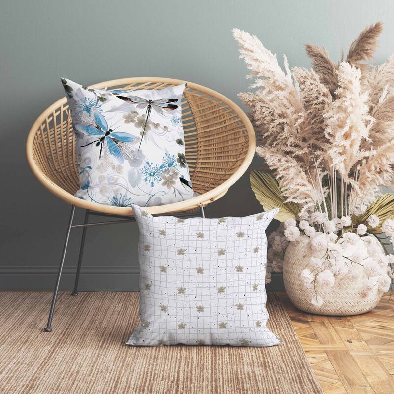 Wings in Motion Indoor/Outdoor Reversible Throw Pillow Blue and Grey