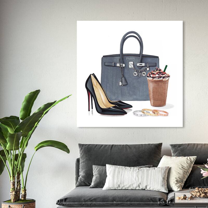 Wynwood Studio Fashion and Glam Morning Necessities White and Modern & Contemporary Wall Art Canvas Print - 40 x 40