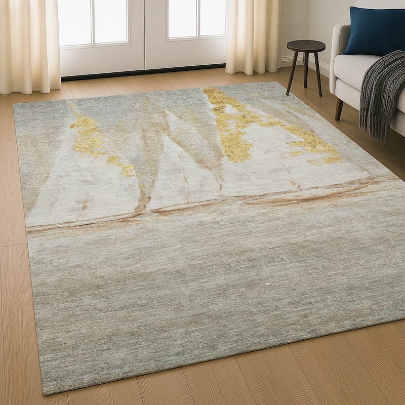 Premium Washable Super Soft Modern Sailboat Mayfield Rug - Taupe - 10' x 14'