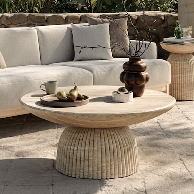 Studio London Maddox Single Round Coffee Table Stone Marble Effect