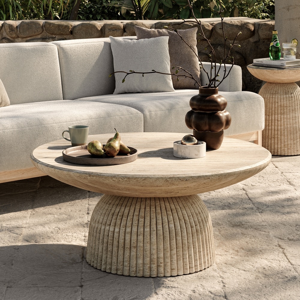 Studio London Maddox Single Round Coffee Table Stone Marble Effect