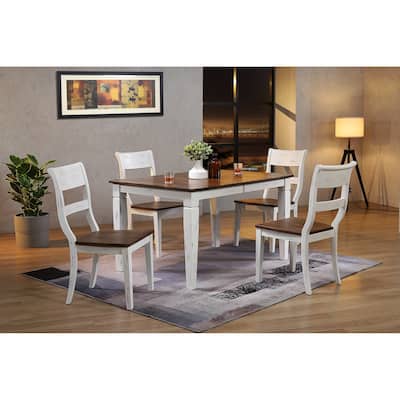 Loft Distressed Cotton White/ Cocoa Brown 5-Piece Dining Set