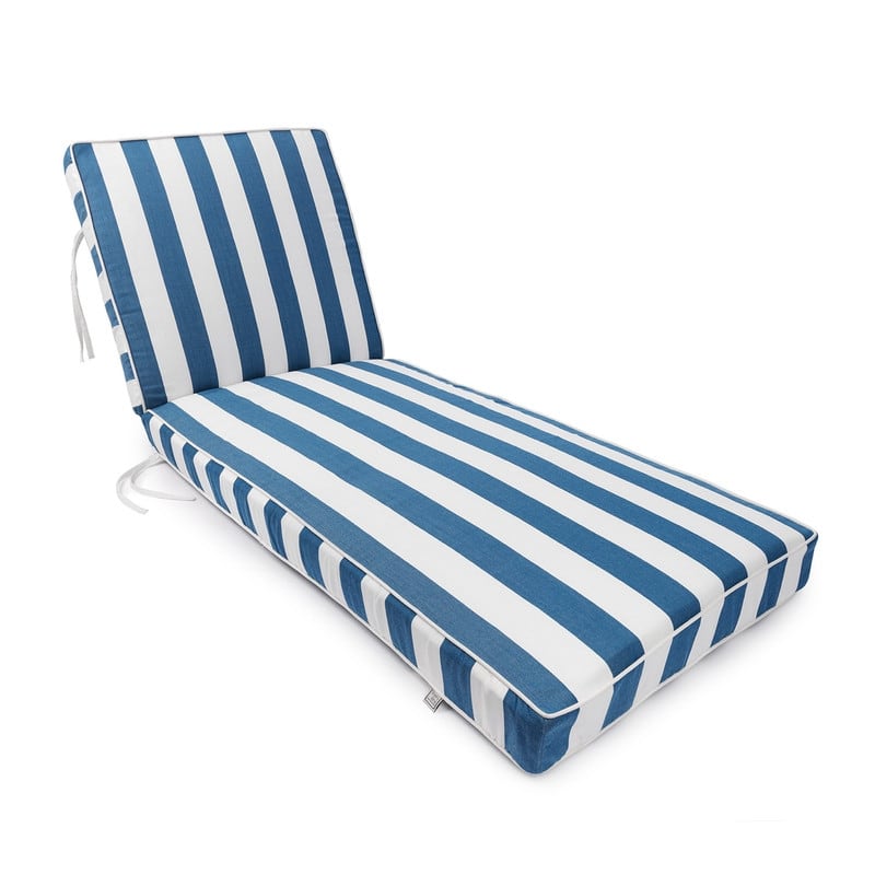 Sherry Kline Indoor/Outdoor Cabana Stripe Chaise Lounge with Contrast Cord - Navy/White