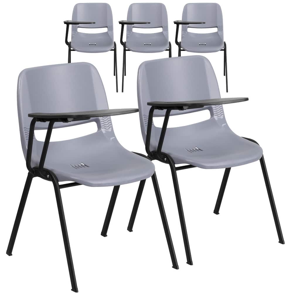 5 Pack Ergonomic Shell Chair with Right Handed Flip-Up Tablet Arm