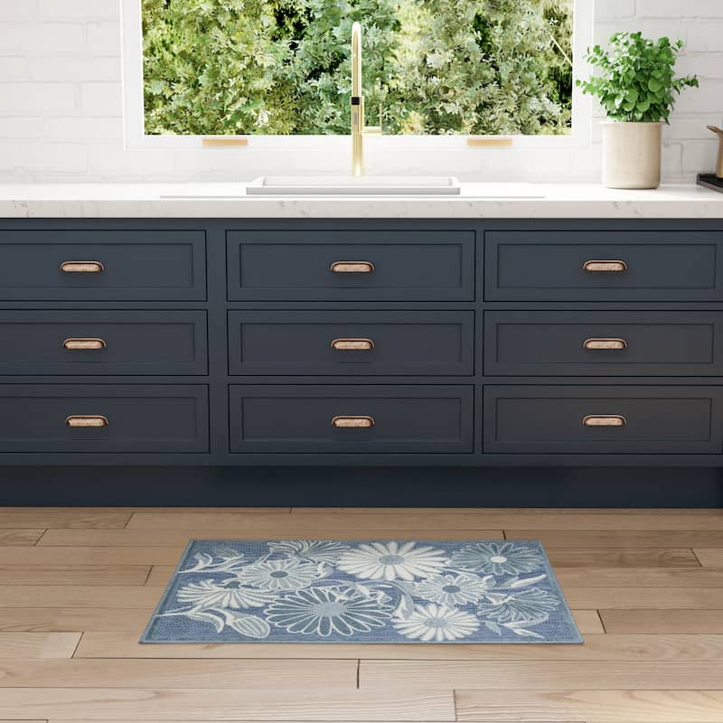 Nourison Aloha Indoor/Outdoor Floral Area Rug - 2'8" x 4' - Blue