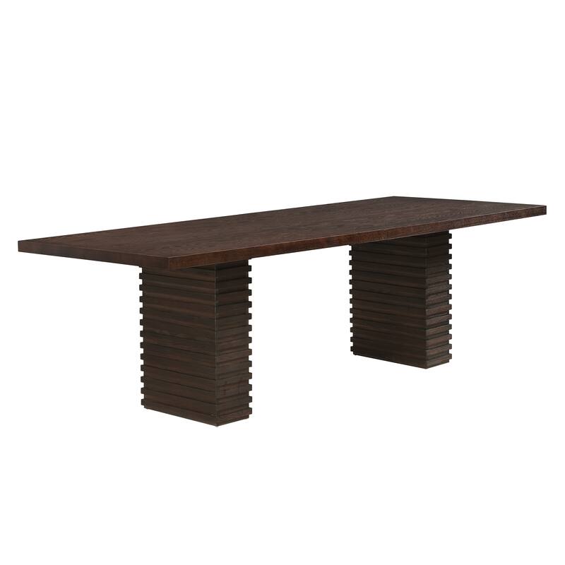 95 Inch Dining Table Solid Wood Modern Design Seats 8 Double Pedestal Base