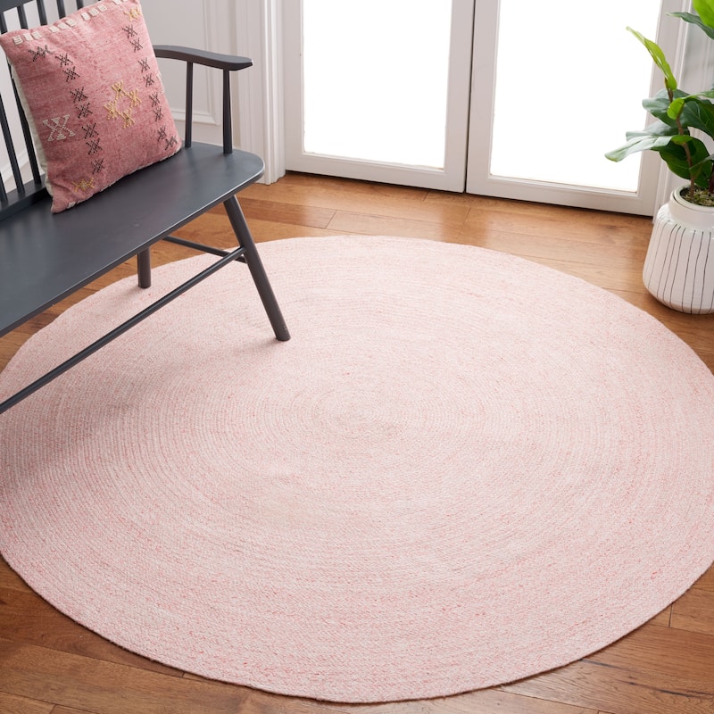 SAFAVIEH Handmade Cape Cod Ailidh Farmhouse Polyester Rug - 5' Round - Pink