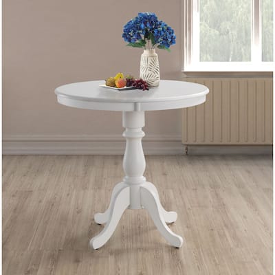 Carved Circular Top Pedestal Bar Table - 36" - Driftwood Brown