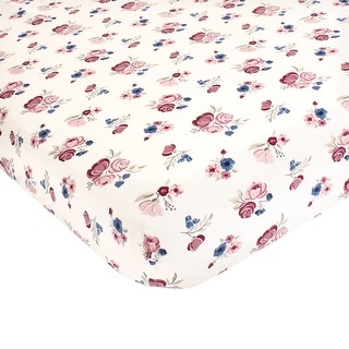 Hudson Baby Infant Girl Cotton Fitted Crib Sheet, Dusty Rose Floral, One Size - Dusty Rose Floral - One Size