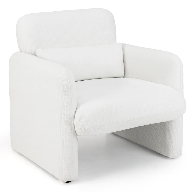 Costway 1/2 PCS Chenille Accent Chair with Removable Lumbar Pillow - 1 PCS