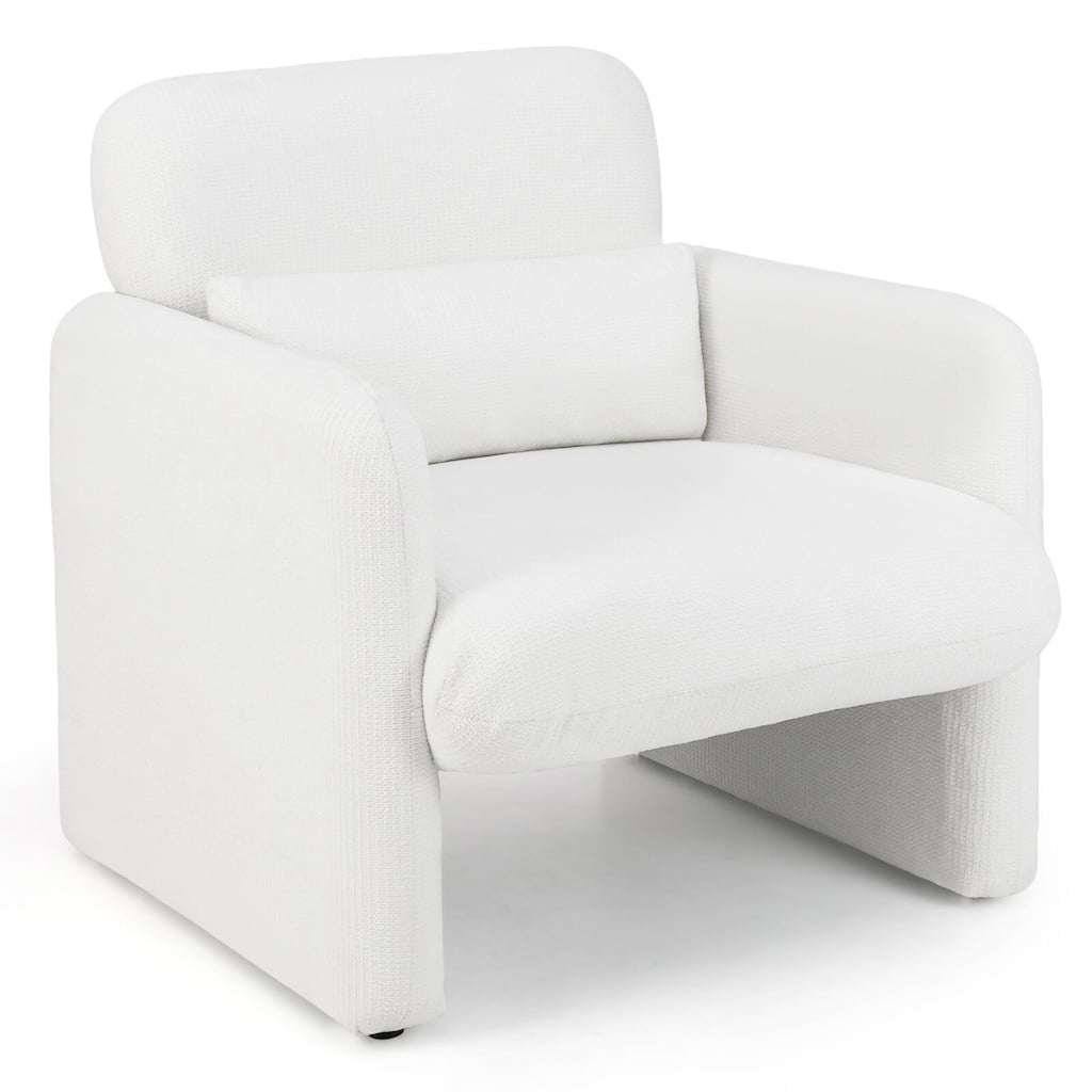 Costway 1/2 PCS Chenille Accent Chair with Removable Lumbar Pillow