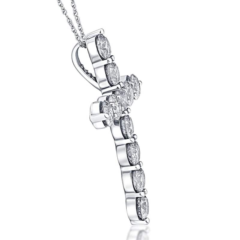 2Cttw Diamond Cross Pendant in 10k White Gold Women's Necklace