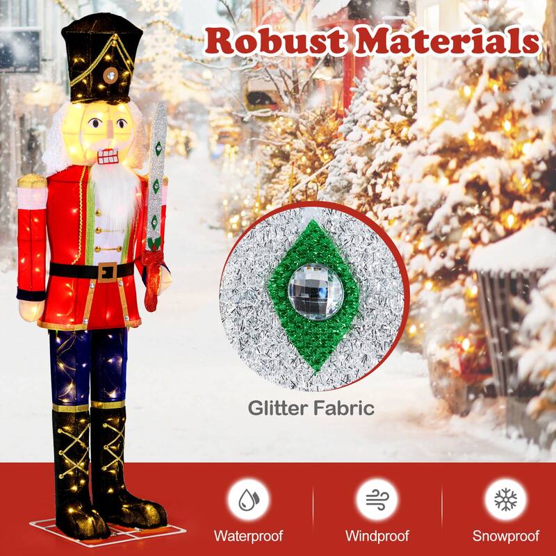 Costway 1/2 PCS 5 FT Lighted Nutcracker Soldier Outdoor Christmas - as pic shows
