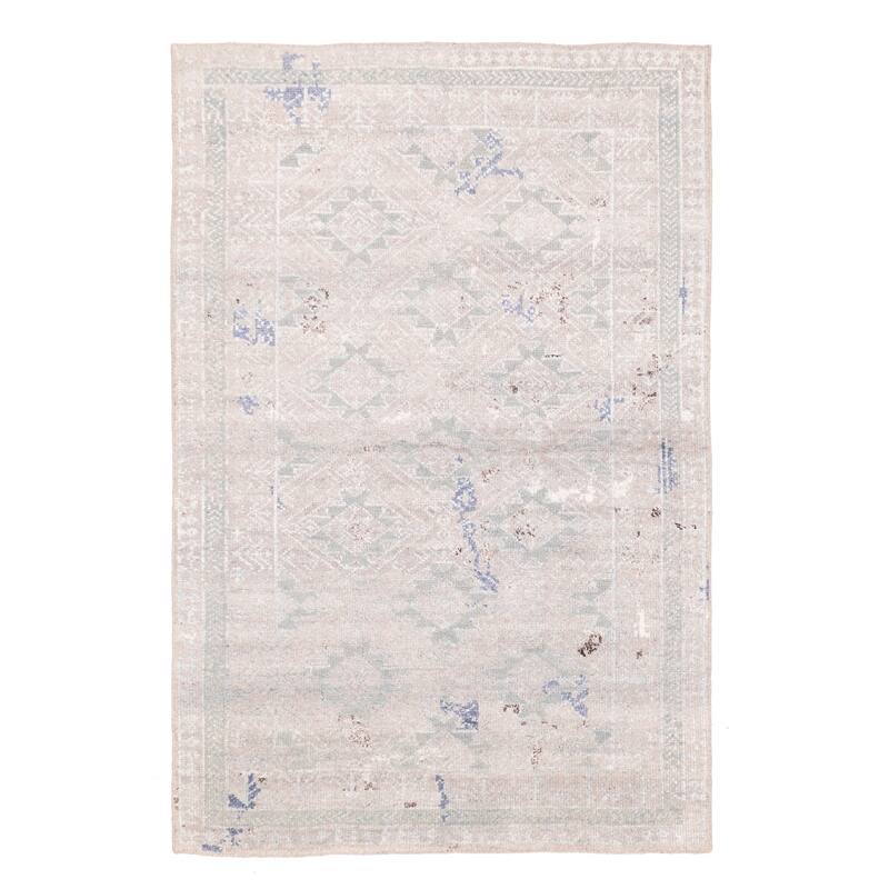 ECARPETGALLERY Hand-knotted Tangier Taupe Silk, Wool Rug - 5'2 x 7'9