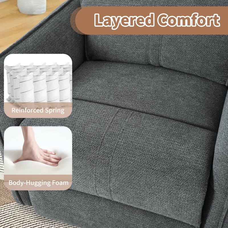 Anmytek 270 Degree Power Swivel Rocker Recliner Comfortable Upholstered Nursery Glider Single Chair