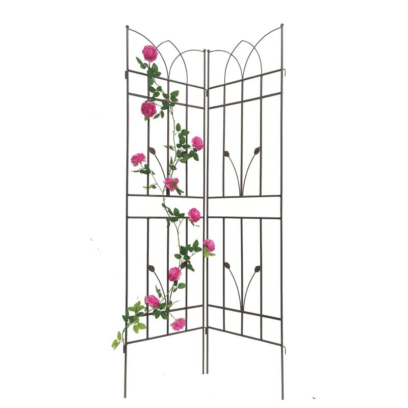 Rustproof Metal Garden Trellis for Climbing Plants, Outdoor Flower Support, 71" x 17.7"