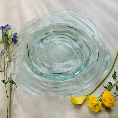 Euro Ceramica Essential Tornado Glass 18" Serving Platter - Made in Spain - 18.11 in. x 18.11 in. x 1.57 in.