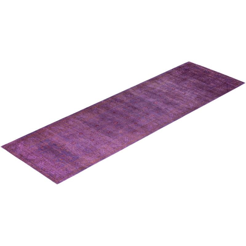 Contemporary Overdyed Wool Hand Knotted Runner - 3' 1" x 10' 3"
