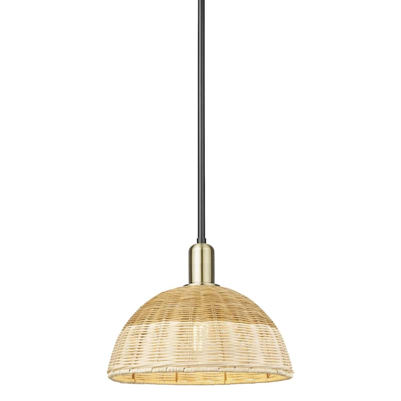Innovations Lighting 716-1S-14-12 Natural Ballston Dome Pendant 2 - Black Antique Brass / Natural