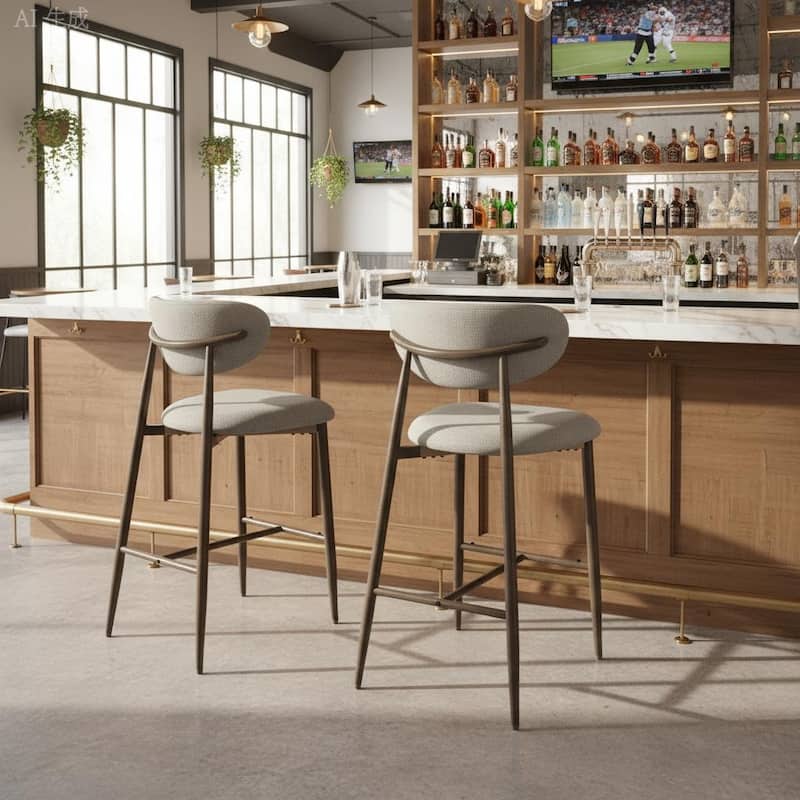 RENEWLINE 25 Inch Bar Stools with Backrest, Mid-Century Modern Counter Height Stools for Kitchen Island