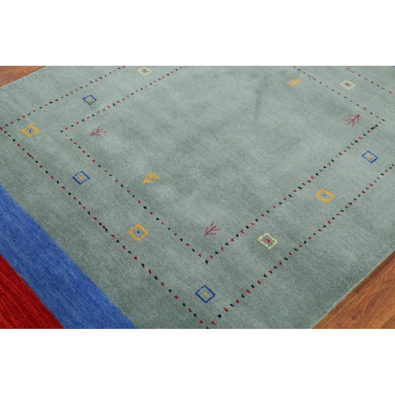 Gabbeh Oriental Accent Rug Hand-Knotted Wool Carpet - 3'11"x 5'8"