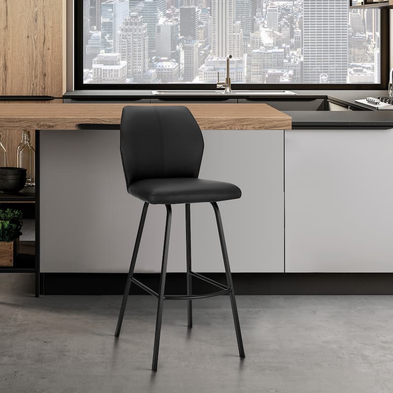 Tandy Faux Leather and Metal Bar or Counter Stool - Black & Black - Counter Height