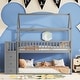 preview thumbnail 6 of 7, Twin Over Twin House Bunk Bed With Shelves and Drawers for Grey Color