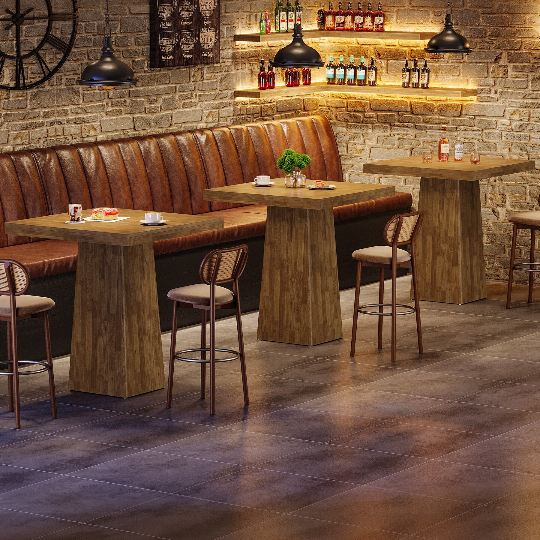 Square Bar Table 31.5 Inch Small Counter Height Pub Dining Table