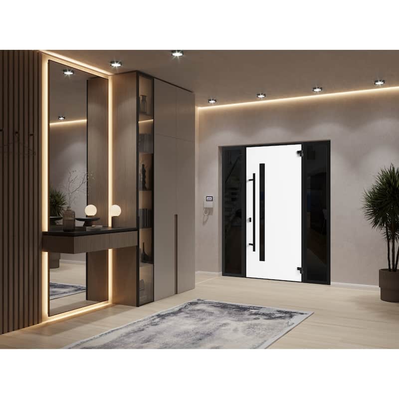 Front Exterior Prehung Steel Door Ronex 0162 Red Oak Entry Metal Painted W36xH80 Left hand Inswing