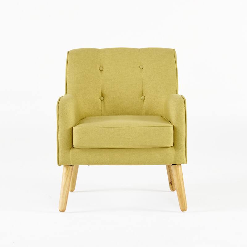 Merax Tufted Fabric Arm Chair with Wooden Legs
