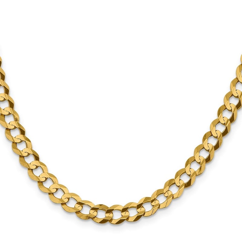 Curata 14k 7.2mm Solid Polished Light Flat Miami Curb Chain Bracelet