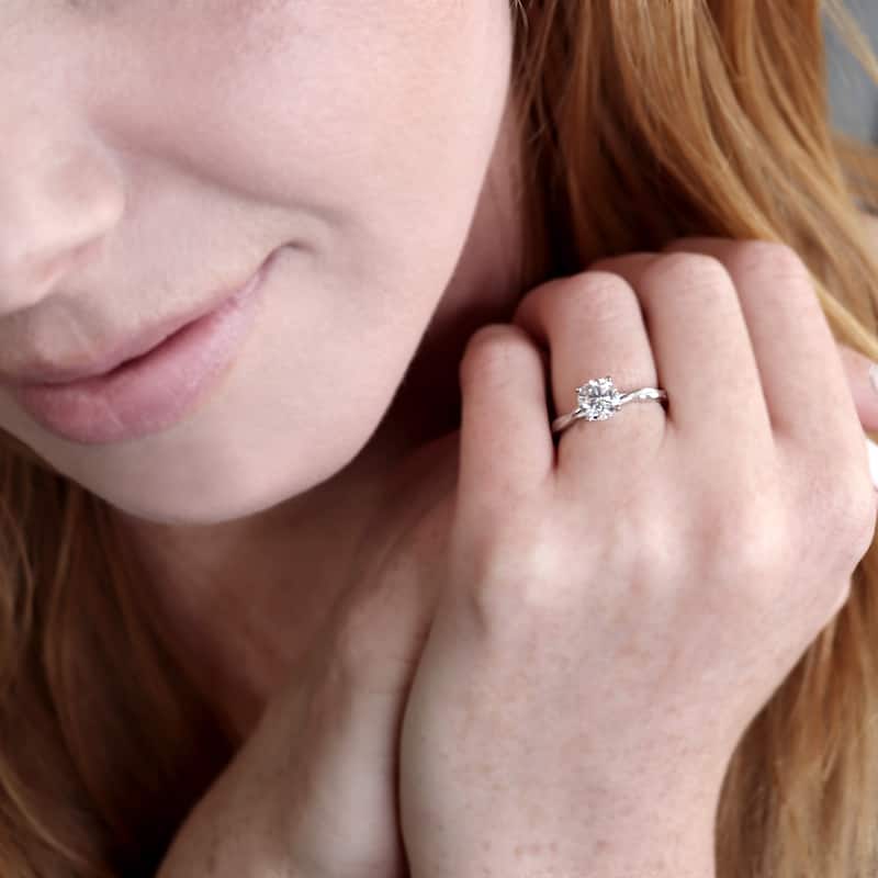 Auriya 14k Gold Twisted 1ctw Solitaire Moissanite Engagement Ring