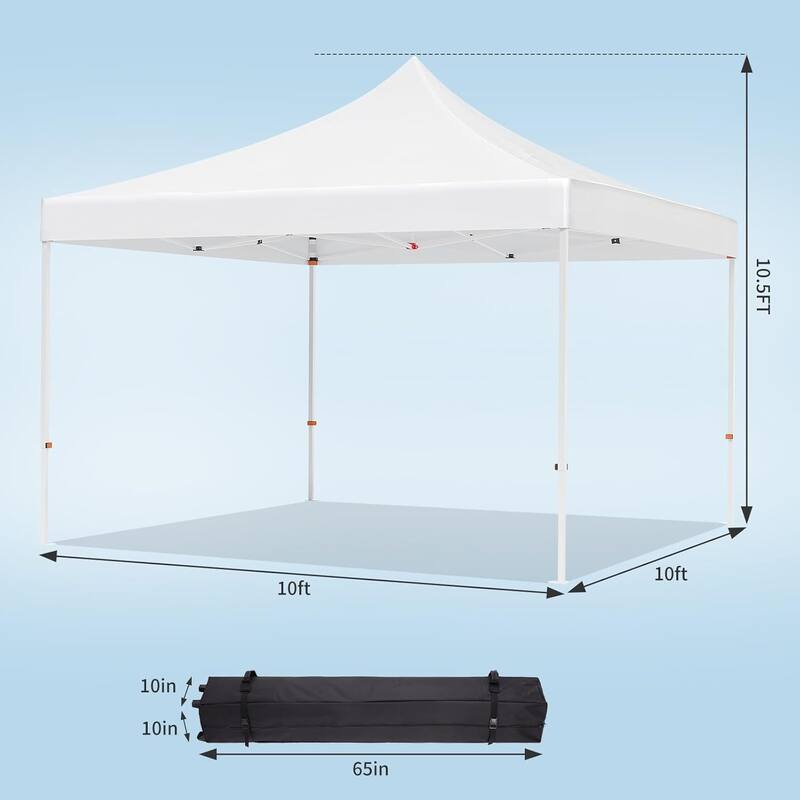 10 x 10 ft Pop Up Instant Canopy Tent, All Season Outdoor Sun Shade for Patio, Backyard, Bench, Garden - N/A