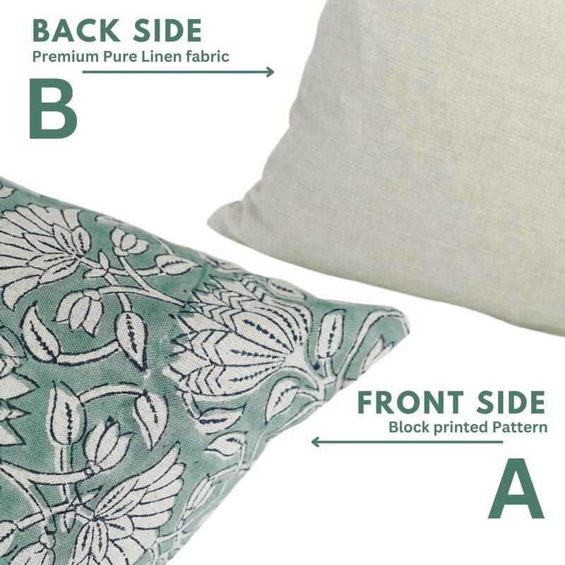 Linen Farmhouse Block print pillow Cover Ulta kamal