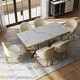 preview thumbnail 48 of 58, Modern Marble Dining Table with White Rectangular Tabletop Gold Stainless Legs, Dining Room Table