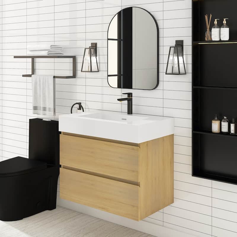 Floating Bathroom Vanity with Solid Surface Top