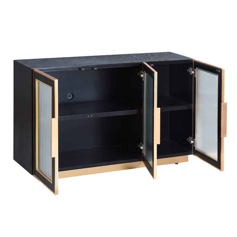 StyleCraft Aurelia 3-Door Sideboard - Ebony & Gold