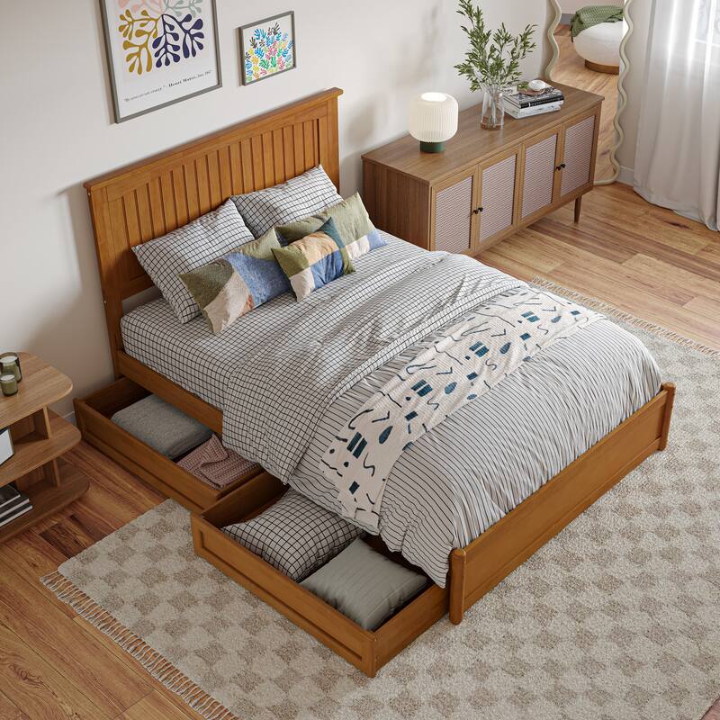 Malta Platform Bed with Panel Footboard and Storage Drawers