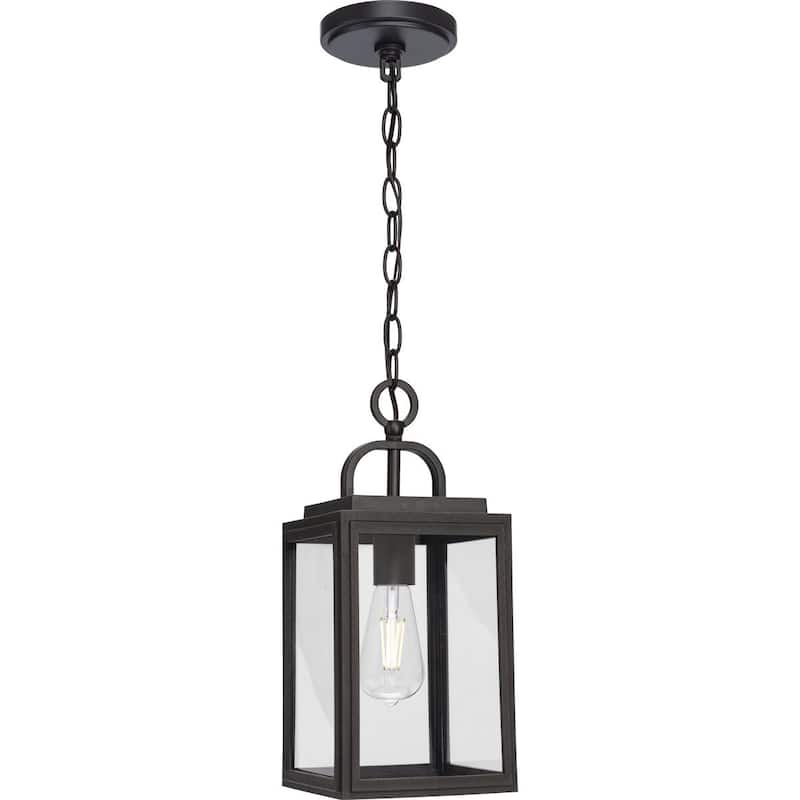 Grandbury Collection One-Light Antique Bronze Outdoor Hanging Light - 7 in x 7 in x 15.375 in