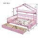 preview thumbnail 35 of 33, Wooden Full Size House Bed with 2 Drawers,Kids Bed with Storage Shelf, Gray