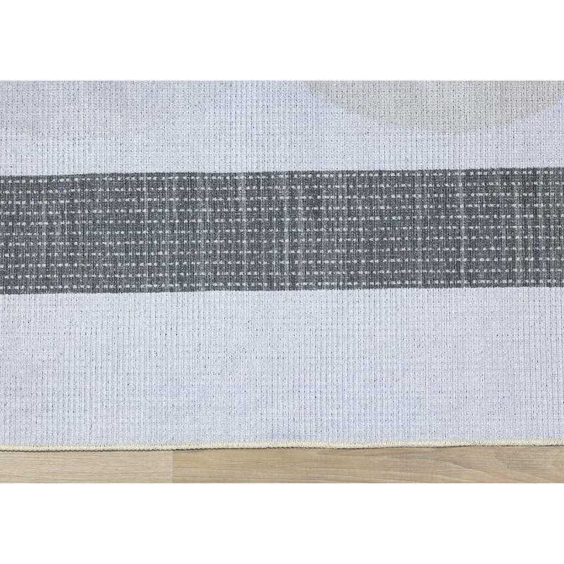White Grey Passing Moons Printed Area Rug