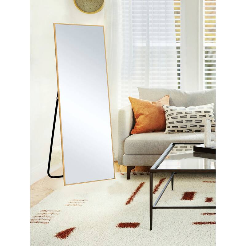 HomeRoots Narrow Minimal Gold Full-length Floor Mirror With Standing - 24