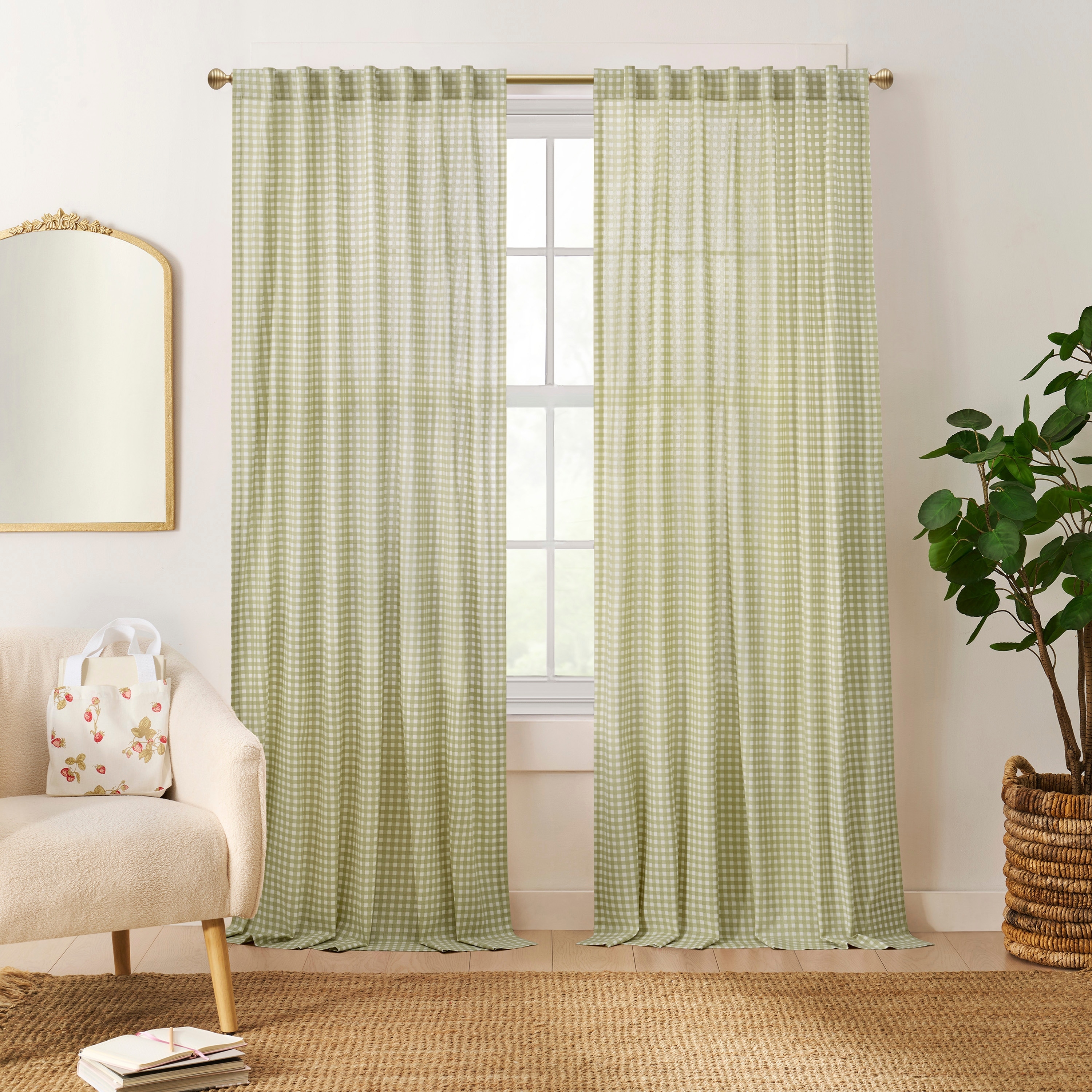 Peri Home Strawberry Picnic Curtain Panel Pair and Tote Bag Set