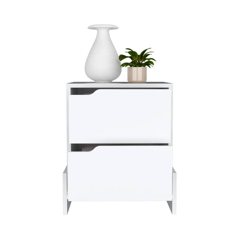 Nightstand Brookland,Bedside Table with Double Drawers and Sturdy Base，for Living Room,and Dining Room