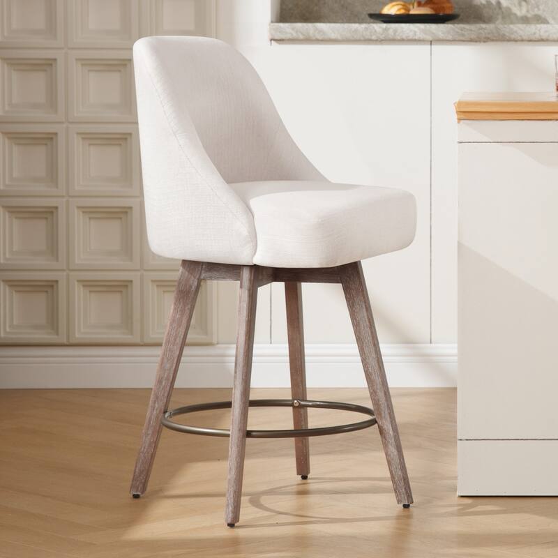 26" Counter Height Swivel Bar Stool, Upholstered Counter Stools - 39.37" (H) x 22.44" (D) x 21.65" (W)